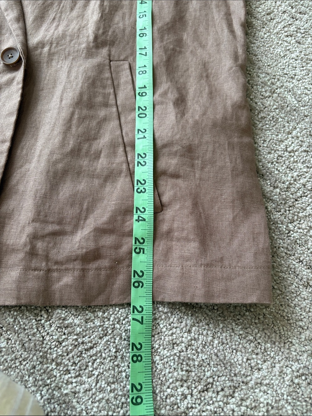 Eileen Fisher Brown Relaxed Double-Breasted Linen-Blend Blazer - Picture 8 of 8